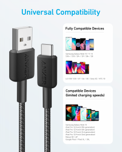 Anker 322 USB cable 0.9 m USB A USB C Black