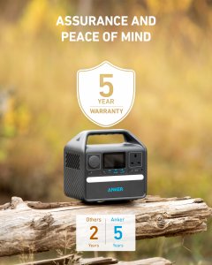 Anker 521 Portable Power Station (PowerHouse 256Wh), 6-Port PowerHouse 200W/256Wh with Solar Generator, 2 AC Outlets, 60W USB-C Power Delivery Output, LED Light for Outdoor RV, Emergencies and More