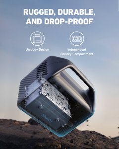 Anker 521 Portable Power Station (PowerHouse 256Wh), 6-Port PowerHouse 200W/256Wh with Solar Generator, 2 AC Outlets, 60W USB-C Power Delivery Output, LED Light for Outdoor RV, Emergencies and More