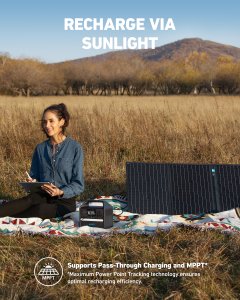 Anker 521 Portable Power Station (PowerHouse 256Wh), 6-Port PowerHouse 200W/256Wh with Solar Generator, 2 AC Outlets, 60W USB-C Power Delivery Output, LED Light for Outdoor RV, Emergencies and More