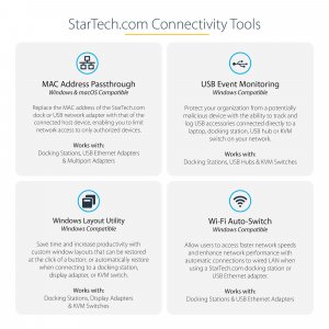 StarTech.com USB C Dock - 4K 60Hz Quad Monitor DisplayPort & HDMI - Universal USB-C Docking Station with 100W Power Delivery - USB Hub with 1x USB Type-C & 3x USB-A, Ethernet, Audio