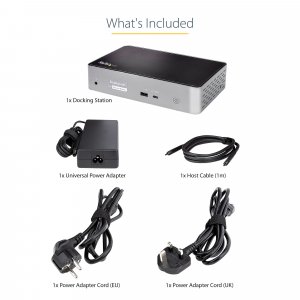 StarTech.com USB C Dock - 4K 60Hz Quad Monitor DisplayPort & HDMI - Universal USB-C Docking Station with 100W Power Delivery - USB Hub with 1x USB Type-C & 3x USB-A, Ethernet, Audio
