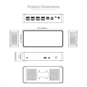 StarTech.com USB C Dock - 4K 60Hz Quad Monitor DisplayPort & HDMI - Universal USB-C Docking Station with 100W Power Delivery - USB Hub with 1x USB Type-C & 3x USB-A, Ethernet, Audio
