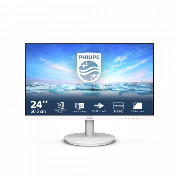 Philips V Line 241V8AW/00 computer monitor 60.5 cm (23.8") 1920 x 1080 pixels Full HD LCD White