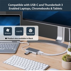 StarTech.com USB-C Multiport Adapter - USB-C Travel Docking Station w/ 4K HDMI - 60W Power Delivery Pass-Through, GbE, 2pt USB-A 3.0 Hub - Portable Mini USB Type-C Dock for Laptop - White