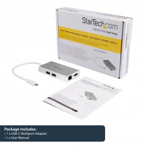 StarTech.com USB-C Multiport Adapter - USB-C Travel Docking Station w/ 4K HDMI - 60W Power Delivery Pass-Through, GbE, 2pt USB-A 3.0 Hub - Portable Mini USB Type-C Dock for Laptop - White