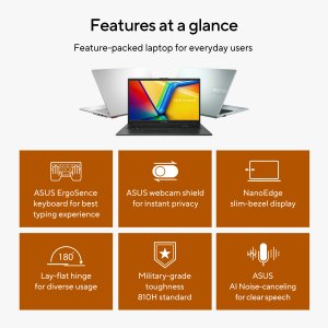 ASUS Vivobook Go 15 E1504FA-NJ649W AMD Ryzen™ 5 7520U Laptop 39.6 cm (15.6") Full HD 8 GB LPDDR5-SDRAM 256 GB SSD Wi-Fi 6E (802.11ax) Windows 11 Home in S mode Silver