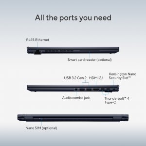 ASUS ExpertBook B5 B5604CMA-QVU715X Intel Core Ultra 7 155U Laptop 40.6 cm (16") Touchscreen WUXGA 16 GB DDR5-SDRAM 512 GB SSD Wi-Fi 6E (802.11ax) Windows 11 Pro Black
