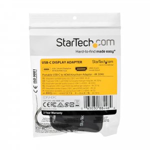 StarTech.com Compact USB C to HDMI Adapter - 4K 30Hz USB Type-C to HDMI Video Display Converter with Keychain Ring - USB-C DP Alt Mode to HDMI Monitor Dongle - Thunderbolt 3 Compatible