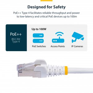 StarTech.com 1m White CAT8 Ethernet Cable, Snagless RJ45, 25G/40G, 2000MHz, 100W PoE++, S/FTP, 26AWG Pure Bare Copper Wire, LSZH, Shielded Network Patch Cord w/Strain Reliefs, Fluke Channel Tested