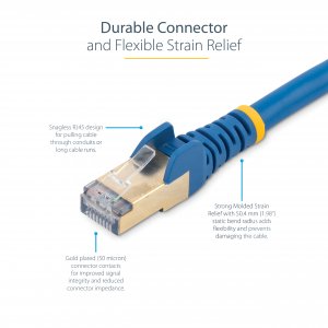 StarTech.com 2m CAT6a Ethernet Cable - 10 Gigabit Shielded Snagless RJ45 100W PoE Patch Cord - 10GbE STP Network Cable w/Strain Relief - Blue Fluke Tested/Wiring is UL Certified/TIA