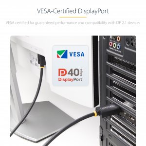 StarTech.com 2m DisplayPort 2.1 Cable, VESA Certified DP40 DisplayPort Cable w/UHBR10/HDR/HDCP 2.2, 8K 60Hz/4K 144Hz w/DSC 1.2a, 40Gbps, DP 2.1 Cable, UHD Monitor Cord, M/M