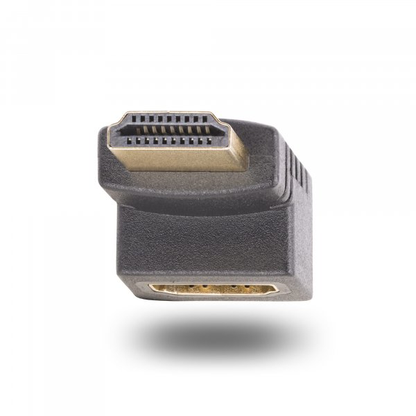 StarTech.com Down Angle HDMI 2.0 Adapter, Male to Female, Vertical 90-Degree Angled HDMI Port Saver, 4K 60Hz, High Speed HDMI Connector Extension, M/F