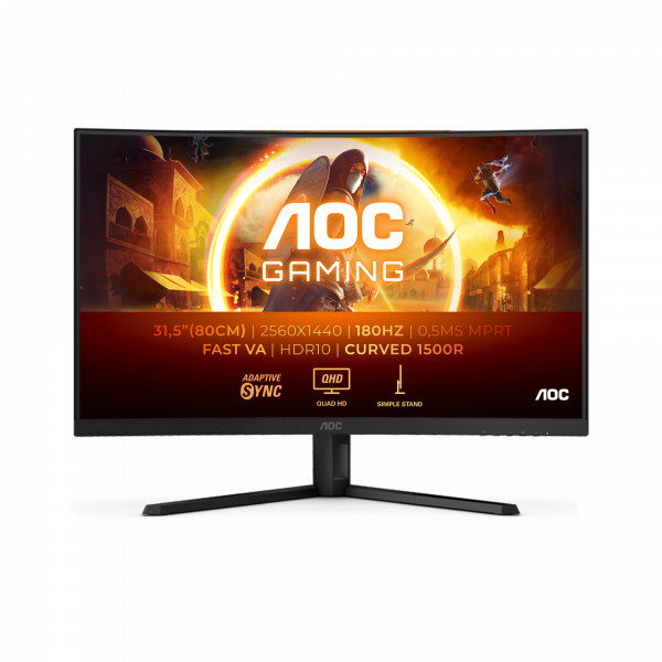 AOC G4 CQ32G4VE computer monitor 81.3 cm (32") 2560 x 1440 pixels Quad HD LCD Black, Grey