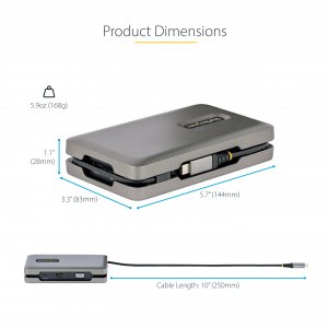 StarTech.com USB-C Dual Monitor Multiport Adapter up to 4K 60Hz USB-C DP Alt Mode Video Output & HDMI 2.0, or 1080p VGA, 100W PD Pass-Through, USB Type C Mini Dock, USB-C Docking Station, MST Hub