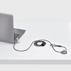 StarTech.com Universal Laptop Cable Lock 6.6ft (2m), Serialized Security Cable for Notebook, Compatible w/Noble Wedge®/Nano/K-Slot; Keyless Combination Cable, TAA