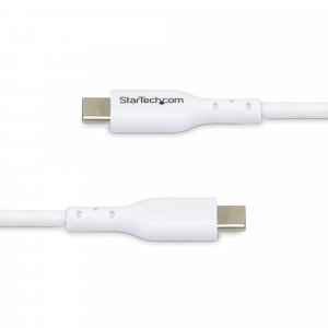 StarTech.com 3m (9.8ft) White USB-C Charging Cable, USB C Cable, USB 2.0 Type-C Laptop Charger Cord, 60W 3A Power Delivery, TPE Jacket, USB-C Data Transfer Cable, M/M