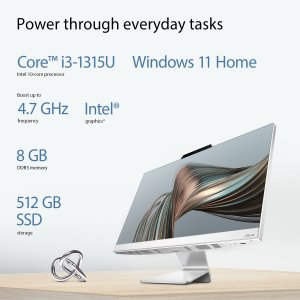 ASUS A3402WVAK-BPC109W Intel® Core™ i3 i3-1315U 60.5 cm (23.8") 1920 x 1080 pixels All-in-One PC 8 GB DDR5-SDRAM 512 GB SSD Windows 11 Home Wi-Fi 6E (802.11ax) Black