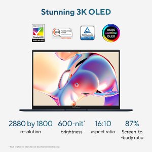 ASUS Zenbook 14 OLED UX3405MA-PZ075W Intel Core Ultra 5 125H Laptop 35.6 cm (14") Touchscreen 3K 16 GB LPDDR5x-SDRAM 512 GB SSD Wi-Fi 6E (802.11ax) Windows 11 Home Blue