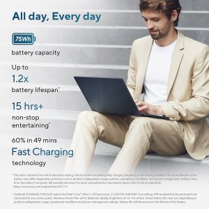 ASUS Zenbook 14 OLED UX3405MA-PZ075W Intel Core Ultra 5 125H Laptop 35.6 cm (14") Touchscreen 3K 16 GB LPDDR5x-SDRAM 512 GB SSD Wi-Fi 6E (802.11ax) Windows 11 Home Blue