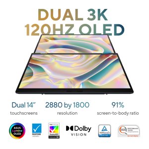 ASUS Zenbook Duo UX8406MA-PZ442X Intel Core Ultra 9 185H Hybrid (2-in-1) 35.6 cm (14") Touchscreen 3K 32 GB LPDDR5x-SDRAM 2 TB SSD Wi-Fi 6E (802.11ax) Windows 11 Pro Grey