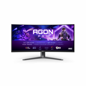 AOC AGON PRO AG346UCD computer monitor 86.4 cm (34") 3440 x 1440 pixels Wide Quad HD QD-OLED Black, Grey