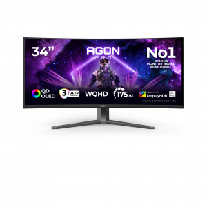 AOC AGON PRO AG346UCD computer monitor 86.4 cm (34″) 3440 x 1440 pixels Wide Quad HD QD-OLED Black, Grey