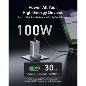 Anker Prime Laptop, Portable gaming console, Smartphone, Smartwatch, Tablet Grey AC Fast charging Indoor