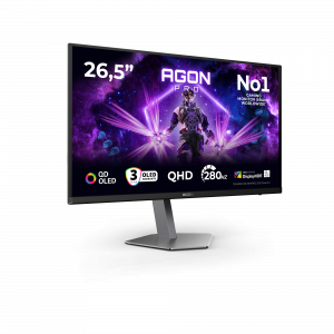 AOC AGON PRO AG276QZD2 computer monitor 67.3 cm (26.5") 2560 x 1440 pixels Quad HD QD-OLED Black, Grey