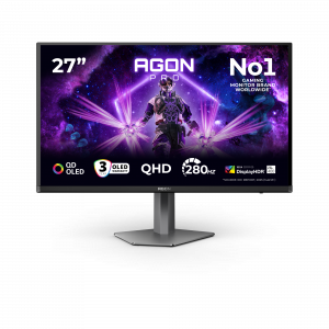 AOC AGON PRO AG276QZD2 computer monitor 67.3 cm (26.5″) 2560 x 1440 pixels Quad HD QD-OLED Black, Grey