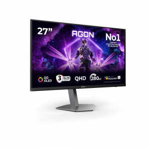 AOC AGON PRO AG276QZD2 computer monitor 67.3 cm (26.5") 2560 x 1440 pixels Quad HD QD-OLED Black, Grey