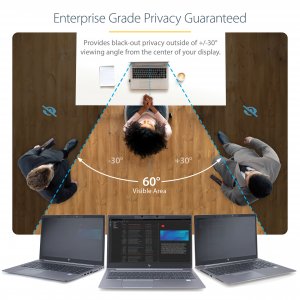 StarTech.com Laptop Privacy Screen for 15.6" Notebook - Magnetic Removable Laptop Display Security Filter - Blue Light Reducing Screen Protector - 16:9 - Matte/Glossy - +/-30 Degree