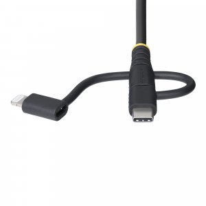 StarTech.com 3.3ft (1m) Rugged USB Multi Charging Cable, USB to Lightning/Micro-USB/Type-C, Apple MFi Certified, Aramid Jacket, Universal 3-in-1 USB Charger Cord for iPhone/iPad/Android