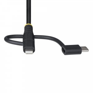 StarTech.com 3.3ft (1m) Rugged USB Multi Charging Cable, USB to Lightning/Micro-USB/Type-C, Apple MFi Certified, Aramid Jacket, Universal 3-in-1 USB Charger Cord for iPhone/iPad/Android