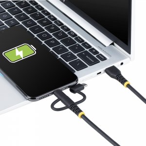 StarTech.com 3.3ft (1m) Rugged USB Multi Charging Cable, USB to Lightning/Micro-USB/Type-C, Apple MFi Certified, Aramid Jacket, Universal 3-in-1 USB Charger Cord for iPhone/iPad/Android