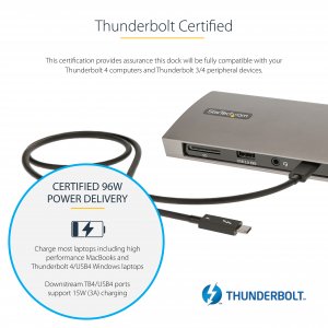 StarTech.com Thunderbolt 4 Dock, 96W Power Delivery, Single 8K/Dual Monitor 4K 60Hz, 3xTB4/USB4 ports, 4xUSB-A, SD, GbE, Thunderbolt 4 Docking Station for Windows or TB3 MacBook, 0.8m Cable