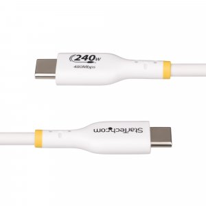 StarTech.com 1m White USB-C Charging Cable, USB-IF Certified USB C Cable, 240W PD EPR, USB 2.0 Type-C Laptop Charger Cord, USB-C Data Transfer Cable, TPE Jacket