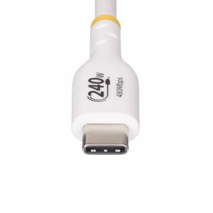 StarTech.com 1m White USB-C Charging Cable, USB-IF Certified USB C Cable, 240W PD EPR, USB 2.0 Type-C Laptop Charger Cord, USB-C Data Transfer Cable, TPE Jacket