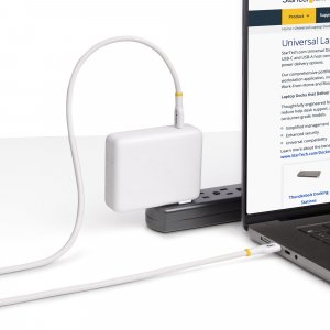 StarTech.com 1m White USB-C Charging Cable, USB-IF Certified USB C Cable, 240W PD EPR, USB 2.0 Type-C Laptop Charger Cord, USB-C Data Transfer Cable, TPE Jacket