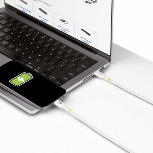 StarTech.com 1m White USB-C Charging Cable, USB-IF Certified USB C Cable, 240W PD EPR, USB 2.0 Type-C Laptop Charger Cord, USB-C Data Transfer Cable, TPE Jacket