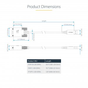 StarTech.com 3ft (1m) USB to Serial Adapter Cable, COM Retention, Interchangeable Screws/Nuts, USB-A to DB9 RS232, FTDI IC, ESD Protection, Windows/macOS/Linux