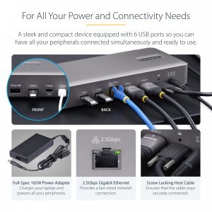 StarTech.com USB4 Docking Station, USB-C 40Gbps, Dual Video HDMI, Up to 2x 4K 60Hz 4:4:4 (RGB) or 2x 4K 120Hz 4:2:2, Multi-Monitor Dock, 6x USB, 2.5GbE, 100W PD
