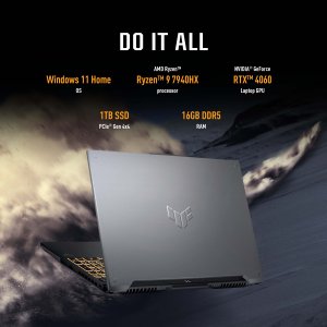 ASUS TUF Gaming A16 FA607PV-RL124W AMD Ryzen™ 9 7940HX Laptop 40.6 cm (16") WUXGA 16 GB DDR5-SDRAM 1 TB SSD NVIDIA GeForce RTX 4060 Wi-Fi 6 (802.11ax) Windows 11 Home Black, Grey