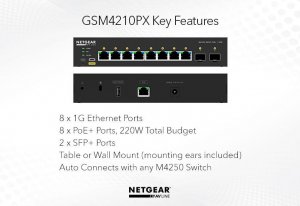 NETGEAR 8x1G PoE+ 220W and 2xSFP+ Managed Switch