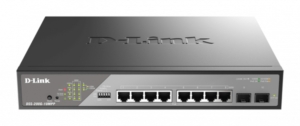 D-Link DSS-200G-10MPP/B network switch Managed L2 Gigabit Ethernet (10/100/1000) Power over Ethernet (PoE) 1U Grey
