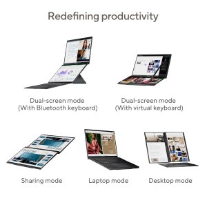 ASUS Zenbook Duo UX8406CA-PZ134W Intel Core Ultra 9 285H Hybrid (2-in-1) 35.6 cm (14") Touchscreen 3K 32 GB LPDDR5x-SDRAM 2 TB SSD Wi-Fi 7 (802.11be) Windows 11 Home Grey