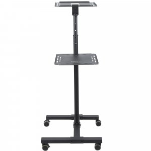 StarTech.com Mobile Projector and Laptop Stand/Cart - Heavy Duty Portable Projector Stand (2 Shelves, hold 22lb/10kg each) - Height Adjustable Rolling Presentation Cart w/Lockable Wheels