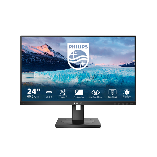 Philips S Line 243S1/00 computer monitor 60.5 cm (23.8") 1920 x 1080 pixels Full HD LCD Black