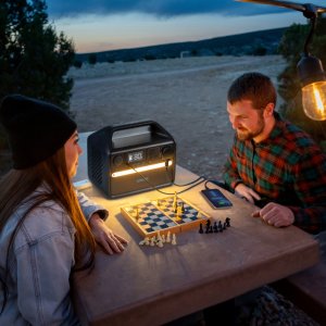 Anker 535 Portable Power Station, Portable Generator 512Wh (PowerHouse 512Wh), 500W 9 - Port Outdoor Generator with 4 AC Outlets, 60W USB - C PD Output, LED Light for Camping, RV, Emergencies, and More