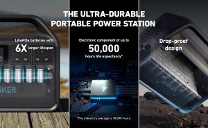Anker 535 Portable Power Station, Portable Generator 512Wh (PowerHouse 512Wh), 500W 9 - Port Outdoor Generator with 4 AC Outlets, 60W USB - C PD Output, LED Light for Camping, RV, Emergencies, and More